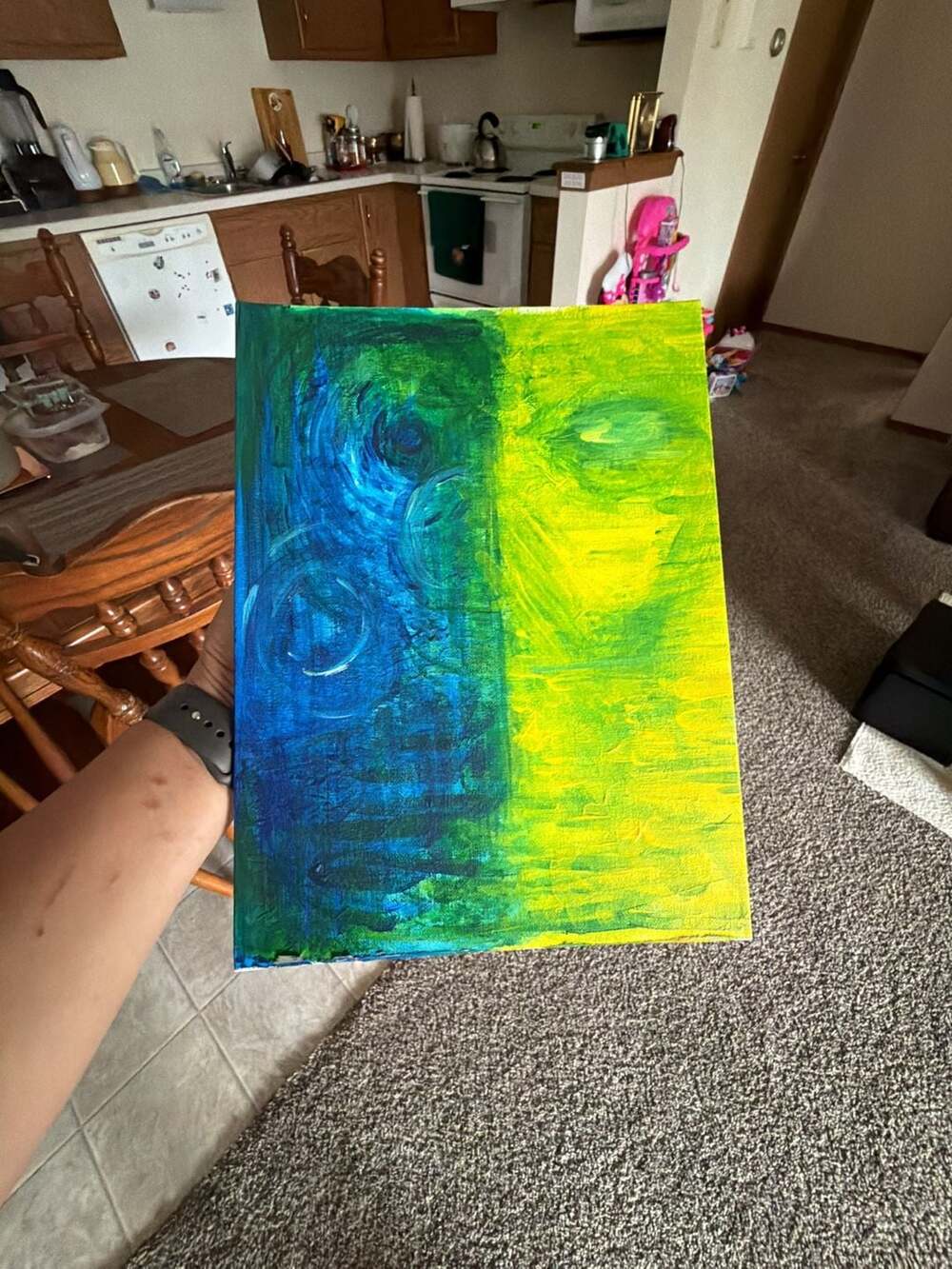 Original Abstract Acrylic Painting on 9" x 12" Blick Canvas Panel by Samantha Bo